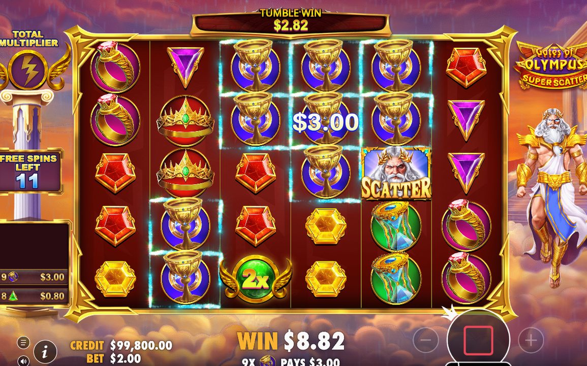 Free Spins-läget med särskilda rulluppsättningar, utan Super Scatter