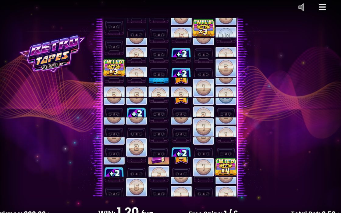 Free Spins-läge där Wild Tape Symbols ligger kvar